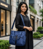 Azura Everyday Lightweight Nylon Ladies Shoulder Tote Bag (Blue) - Image 2