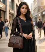 Marceline Classic PU Ladies Satchel Handbag (Coffee) - Image 2