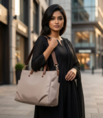 Rosabella Oxford Ladies Casual Shoulder Tote Bag (Cream) - Image 2