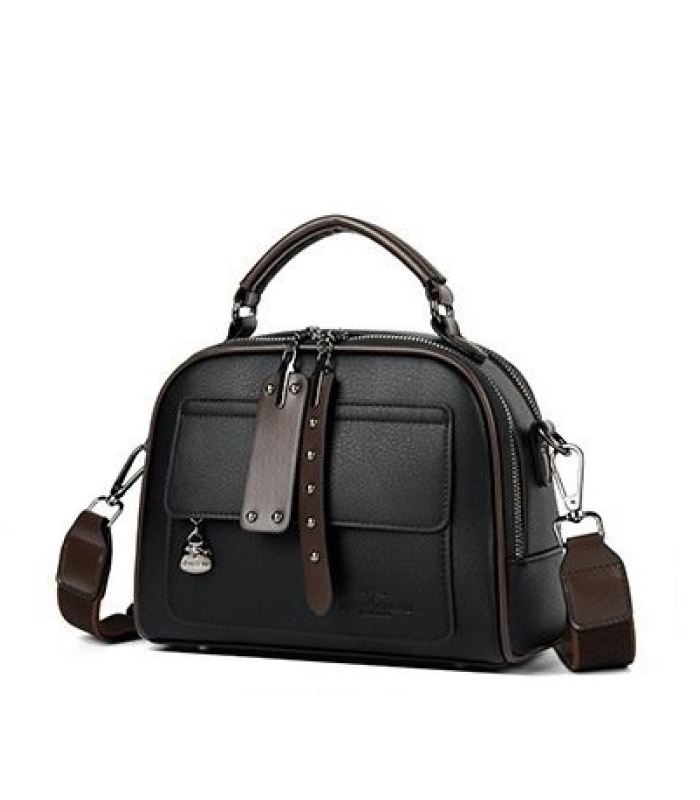 Marceline Classic PU Ladies Satchel Handbag (Black) Marceline Classic PU Ladies Satchel Handbag (Black) - Image 1