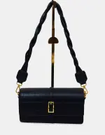 Black Braided Strap Sling Bag Black