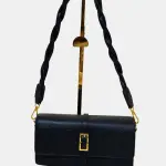 Black Braided Strap Sling Bag White