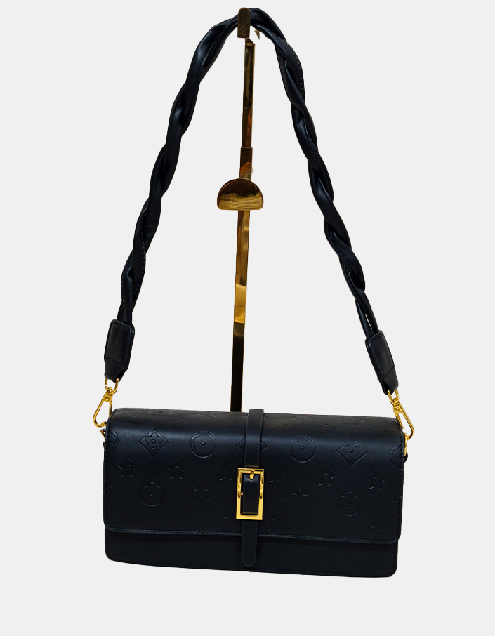 Untitled-12 Black Braided Strap Sling Bag White - Image 1