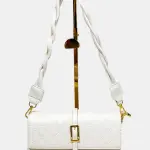 Black Braided Strap Sling Bag White