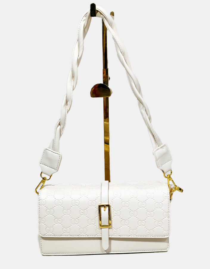 Untitled-13 Black Braided Strap Sling Bag White - Image 1