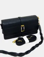 Black Braided Strap Sling Bag Black - Image 2