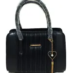 Black Pleated Hand Bag (with heart charm)